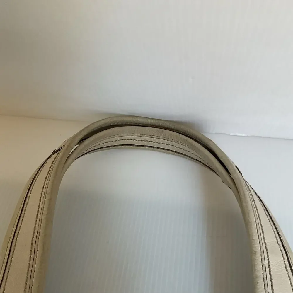 Vintage Coach Ergo 12248 Pleated Kisslock Cream Leather Satchel Y2K